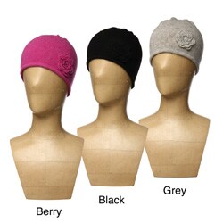 Portolano Women's Cashmere Crochet Flower Hat FINAL SALE