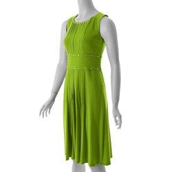 Sangria Women's Rhinestone Sleeveless Pin-tuck Dress.