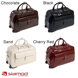 Siamod Magenta Leather 21.5 Inch Women's Carry On Wheeled Duffel Bag