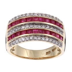 14k Yellow Gold Ruby and 1/3ct TDW Diamond Ring (H-I, I1)