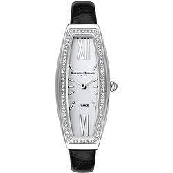 Christian Bernard Women's Rounded Rectangle Case CZ Bezel Watch