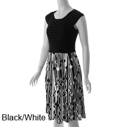 Sangria Women's Pleated Bodice Printed Dress.