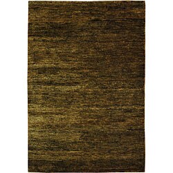 Hand-knotted Vegetable Dye Solo Green Hemp Rug (5' x 8')