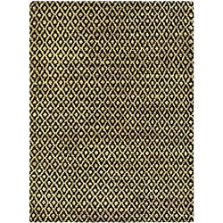 Hand-knotted Vegetable Dye Morocco Black/ Gold Hemp Rug (4' x 6')