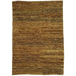 Hand-knotted All-Natural Horizons Gold Hemp Runner (2'6 x 12')