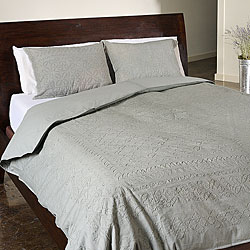 Grey Jodhpur 3-piece Cotton Duvet Cover Set (India)