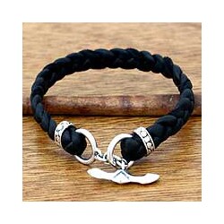 Braided Leather 'Time' Men's Bracelet (Indonesia)