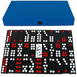Pai Gow 32-tile Chinese Dominoes Game Set with Blue Carry Case