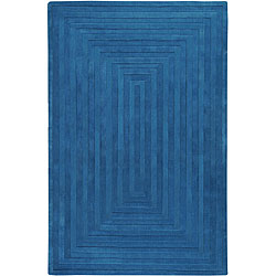 Hand-crafted Blue Geometric Lyan Wool Rug (8' x 11')