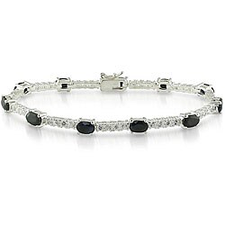 Sterling Silver Black Sapphire and White Topaz Bracelet