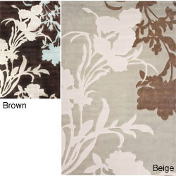 Handmade Alexa Pino Emblem Floral Rug (5' x 8')