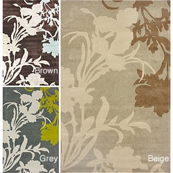 Handmade Alexa Pino Emblem Floral Rug (5' x 8')