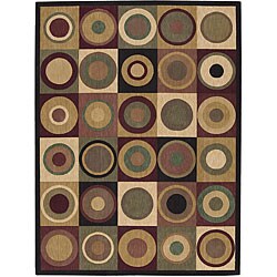 Parallels Burgundy Viscose Rug (2'3 x 8')