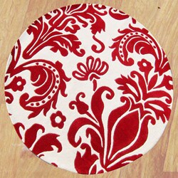 Hand-tufted White Wool Rug (6' Round)