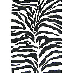 Alliyah Handmade Safari Zebra Black New Zealand Blend Wool Rug (4' x 6')