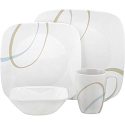 Corelle 'Sand and Sky' 16-piece Square Dinnerware Set