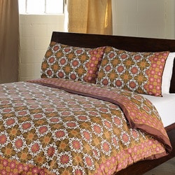 Antique Pattern Cotton Queen-size 3-piece Duvet Cover Set (India)