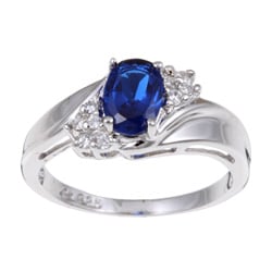 Sterling Essentials Sterling Silver Oval Blue Cubic Zirconia Ring