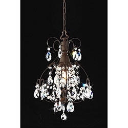 Brushed Oak 1-light Teardrop Crystal Chandelier
