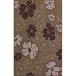 Alexa Infiniti Collection Floral Pattern Taupe Rug (4'5 x 6'9)