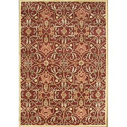 Alliyah Handmade Burgundy New Zealand Blend Wool Rug (5' x 8')