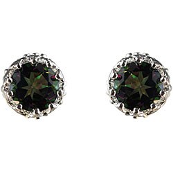 Sterling Silver Mystic Green Topaz 6 mm Round Stud Earrings