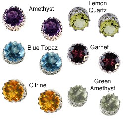 Sterling Silver Amethyst 8 mm Round Stud Earrings
