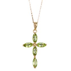 14k Yellow Gold Marquise Peridot Cross Necklace