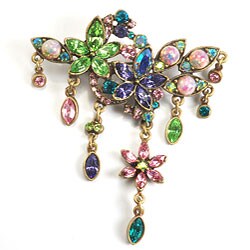 Sweet Romance Bronzetone Austrian Crystal Starflower Pin