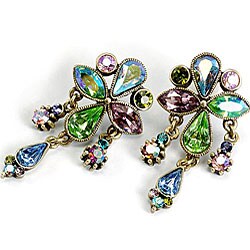 Sweet Romance Bronzetone Austrian Crystal Vintage Aurora Earrings