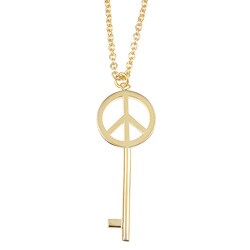 14k Goldplated Brass Peace Key Necklace