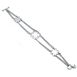 Stainless Steel Clover Cutout Toggle Bracelet