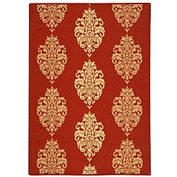 Indoor/ Outdoor St. Martin Red/ Natural Rug (4' x 5'7)