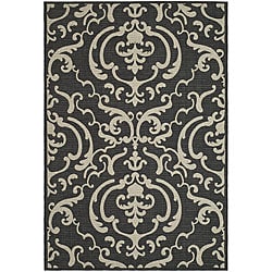 Indoor/ Outdoor Bimini Black/ Sand Rug (9' x 12')