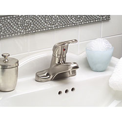 DeNovo Premier Centerset Single Loop Handle Brushed Nickel Faucet.
