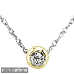 14k Gold 1/10ct TDW Diamond Solitaire Necklace with Gift Box