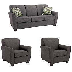 Mirage 3-piece Grey Fabric Sofa and Two Chair Set