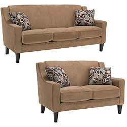 Flamingo 2-piece Camel Velvet Sofa and Loveseat Set