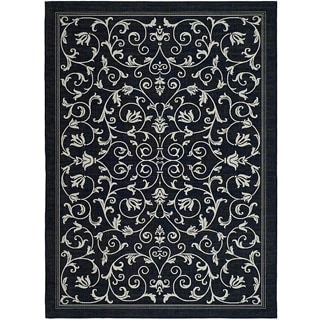 Hot Deal Safavieh Indoor/ Outdoor Resorts Black/ Sand Rug (4' x 5'7)
