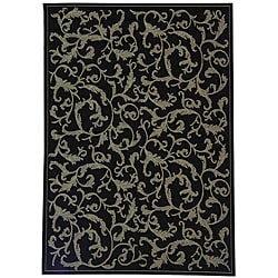 Indoor/ Outdoor Mayaguana Black/ Sand Rug (9' x 12')