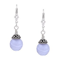 Charming Life Sterling Silver Blue Lace Agate Earrings