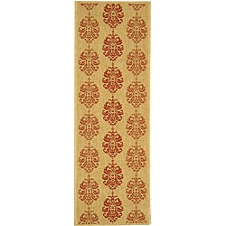 Indoor/ Outdoor St. Martin Natural/ Red Runner (2'4 x 9'11)
