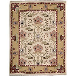 Hand-woven Samarkand Ivory Wool Rug (7'9 x 9'9)