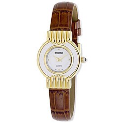 Pedre Women's Two-tone Brown Leather Strap Watch