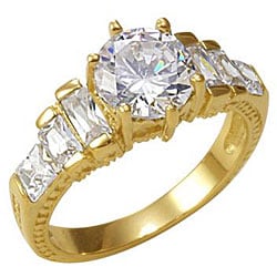 Simon Frank 14k Gold Overlay 'Stairway to Heaven' Cubic Zirconia Ring