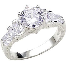 Simon Frank 14k White Gold Overlay 'Stairway to Heaven' CZ Ring