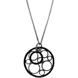 Finesque Sterling Silver 1/4ct TDW Black Diamond Circles Necklace