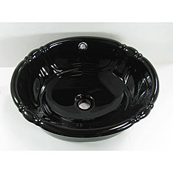 DeNovo Self-Rimming Decorative Porcelain Black Bathroom Sink