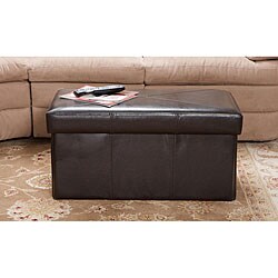 Nottingham Brown Bonded Leather Folding Storage Ottoman