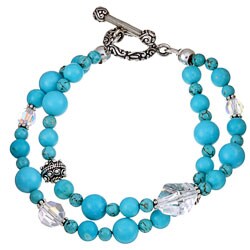 Charming Life Sterling Silver Double-strand Turquoise Bracelet